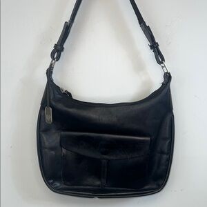 Harold Powell Made in Italy Elegant Black Leather Retro Shoulder Bag